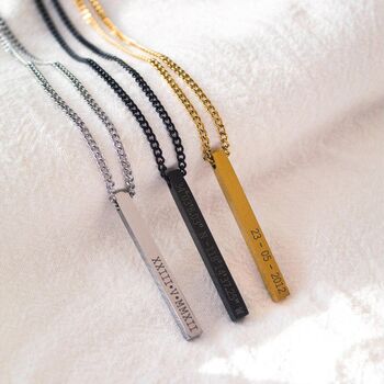 Black Personalised Bar Necklace, 7 of 8