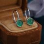 Sterling Silver Genuine Green Onyx Drop Earrings, thumbnail 1 of 11