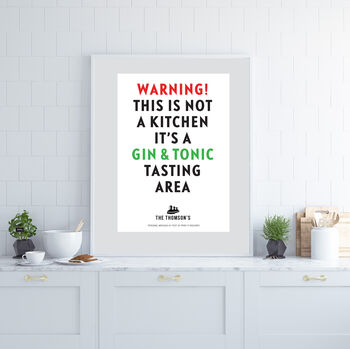 Personalised Not A Kitchen A Gin Tasting Area Print, 4 of 5
