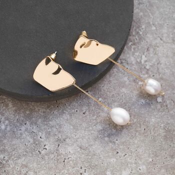 Gold Colour Pearl Drop Earrings, 2 of 3