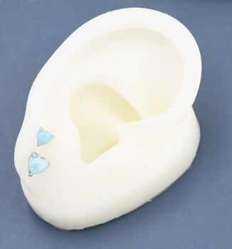Genuine Larimar Stone Heart Stud Earrings, 2 of 11