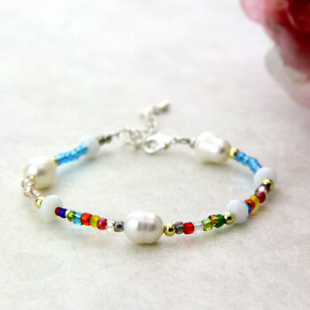Rainbow Multicoloured Seed Bead And Pearl Bracelet, 4 of 9