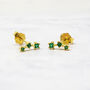 Tiny Emerald May Birthstone Climber Stud Earrings, thumbnail 1 of 4