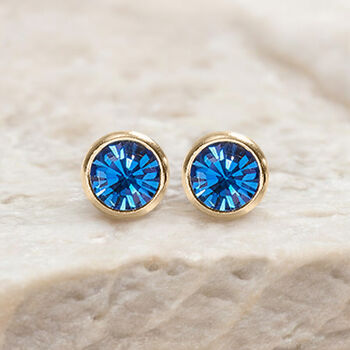 Yellow Gold Plated September Sapphire Birthstone Stud Earrings, 4 of 8