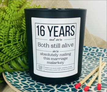 Personalised 16th Wedding Anniversary Candle, 2 of 12