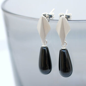 Silver Deco Dropper Earrings With Onyx, 10 of 10