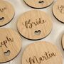 Custom Wooden Wedding Heart Shaped Circle Coasters, thumbnail 3 of 5