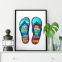 Blue Beach Sandals Print, thumbnail 2 of 6