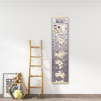 Personalised Animal World Map Height Chart, 2 of 6