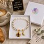 Personalised Coffee And Croissant Charm Bracelet, Sure To Bring A Smile, thumbnail 1 of 9