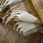 Ripon Supersoft Ochre Faux Mohair Jacquard Knitted Check Throw 130x180cm 41023704, thumbnail 3 of 4