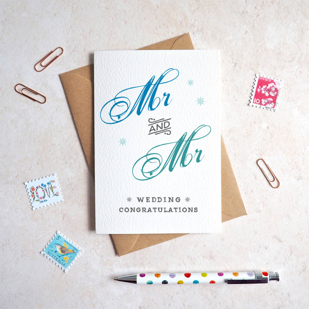 Mr And Mr Wedding Congrats Card By arbee | notonthehighstreet.com