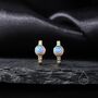 Blue Opal Cz Huggie Hoop Earrings In Sterling Silver, thumbnail 4 of 10