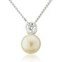 Solitaire White Pearl Necklace With Cubic Zirconia, thumbnail 2 of 3