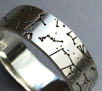 Custom Men's Star Map Engagement And Wedding Ring, 6 of 8