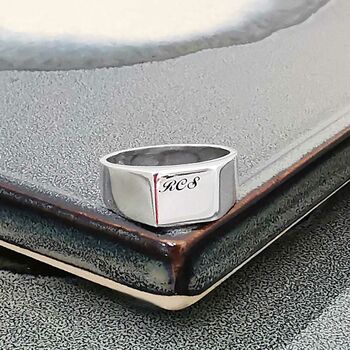 Personalised Initials Men's Silver Signet Ring, 7 of 12