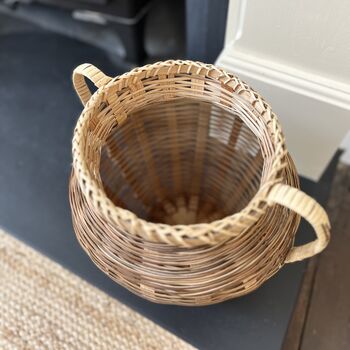Vintage Wicker Urn Basket Vase, 5 of 6
