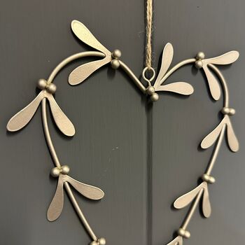 Silver Metal Mistletoe Heart Hanging Decoration, 2 of 2