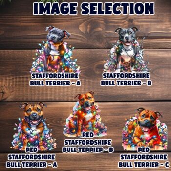 Personalised Staffordshire Bull Terrier In Christmas Lights, 2 of 11