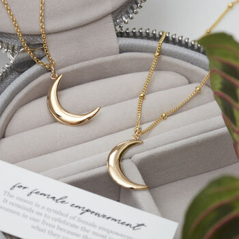 Crescent Moon Necklace In 18ct Gold Vermeil Plate, 2 of 4