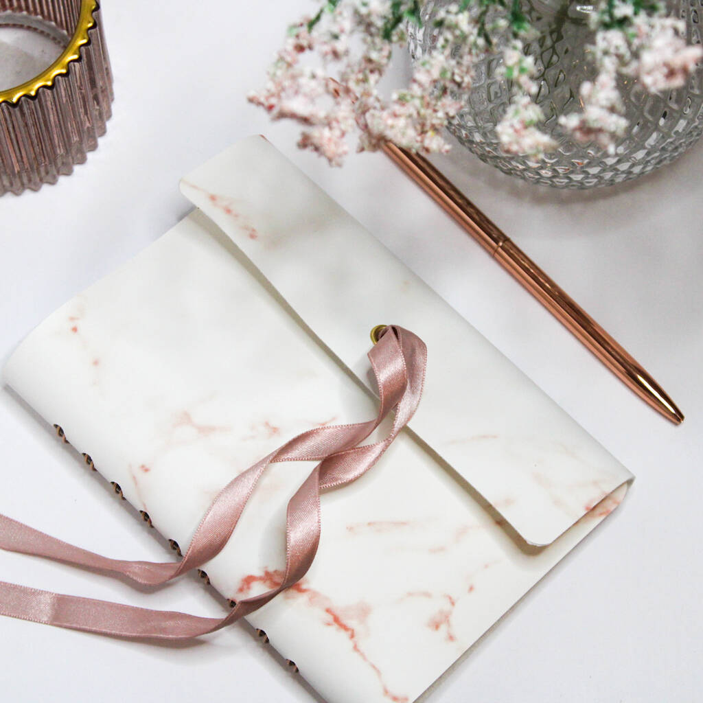 Personalised Vegan Leather Notebook | Marble Pink, 1 of 3