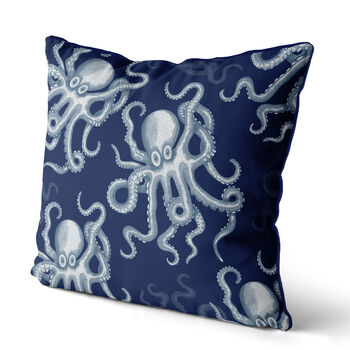 Blue And White Random Octopus Cushion, Multi Cols Avail, 4 of 7