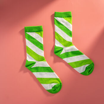 Persona Green And White Striped Design Egyptian Cotton Men's Socks | Gift For Him, 3 of 4