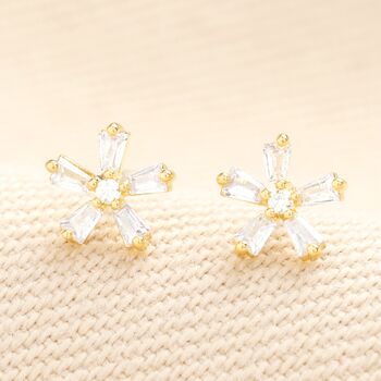 Tiny Crystal Flower Stud Earrings, 2 of 3