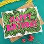 Happy Birthday Stripy Houseplant Birthday Card, thumbnail 2 of 4