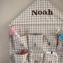 Personalised Beige Gingham Ruffle Advent Calendar Embroidered, thumbnail 1 of 5