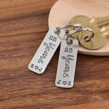 25th Anniversary Couples Pair Personalised Keyrings, 3 of 6