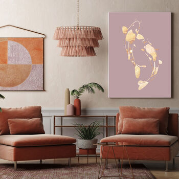 Pink Gold Koi Fish Wall Art Print Landscape Silhouette, 3 of 5