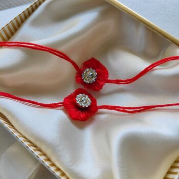 Red Soft Floral Rakhi For Kids And Adults, 4 of 6