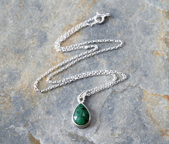 Natural Emerald Necklace In Sterling Silver, 3 of 5