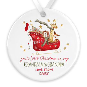 Your First Christmas As My Grandparents Ceramic Christmas Tree Bauble, 4 of 4