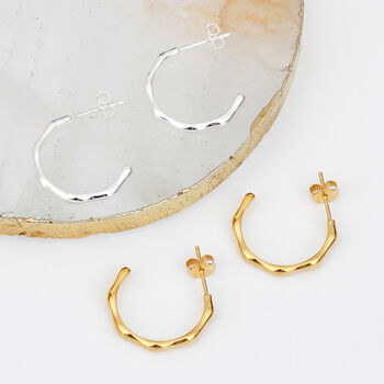 Gold Plated Or Sterling Silver Bamboo Hoop Earrings, 2 of 6