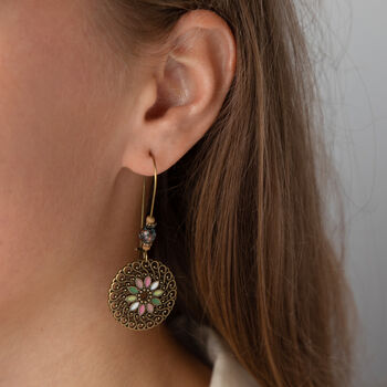 Pale Stone Round Antique Earrings, 2 of 3