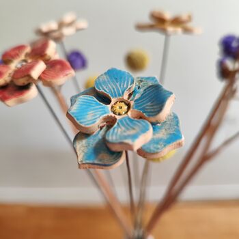 Hydrangea Bouquet Handmade Ceramic Flower Stems Artificial Set Mother's Day Gift, 6 of 8
