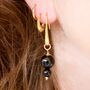 Garyn Black Onyx Gemstone Hook Drop Beaded Earrings, thumbnail 2 of 4
