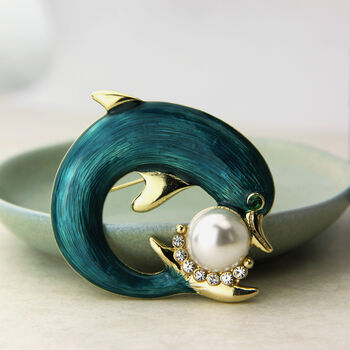 Dolphin And Pearl Brooch, 4 of 7