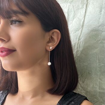 Classic Ball Two Way Silver Drop Earring Jacket, 3 of 8
