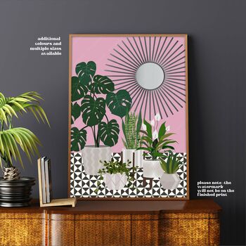Sunray Mirror And Monstera Plant Print, 4 of 8