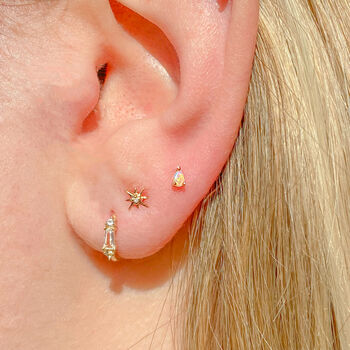 14k Solid Gold Opal Tear Drop Labret Earring, 5 of 7