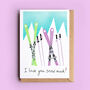 Skiing Snow Much Valentine Or Anniversary Card, thumbnail 1 of 2