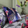 Mountain Lake Water Birds And Flowers With Mountains Luxury Velvet Square Cushion, thumbnail 2 of 4