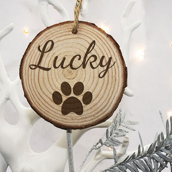 Engraved Dog Paw Christmas Tree Decoration, 3 of 3