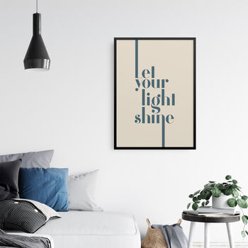 Let Your Light Shine Typography Wall Art Print, 3 of 4