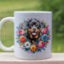 Personalised Rottweiler Summer Floral Dog Wreath Gift Keepsake Mug, thumbnail 1 of 2