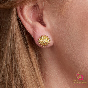 Filigree Gold Plated Flower Petal Shaped Stud Earrings, 2 of 9