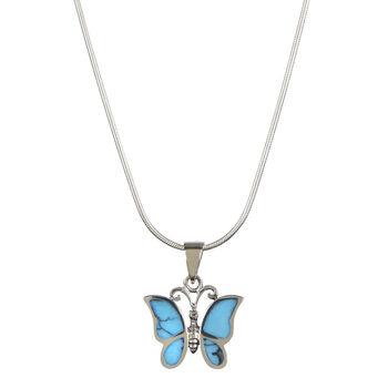 Butterfly Turquoise Silver Necklace, 2 of 10